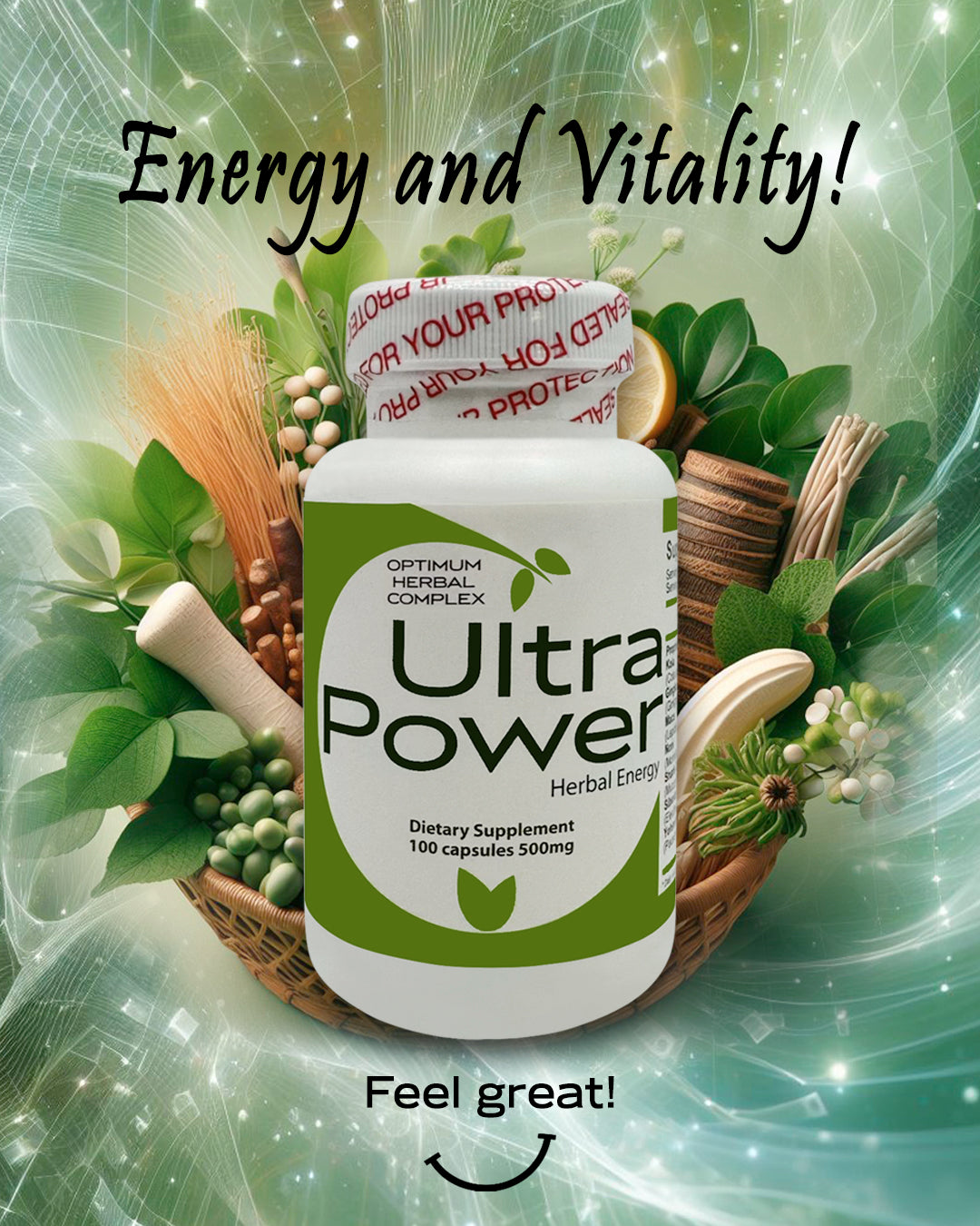 UltraPower - 100 Capsules, 500 mg | Natural Energy Support