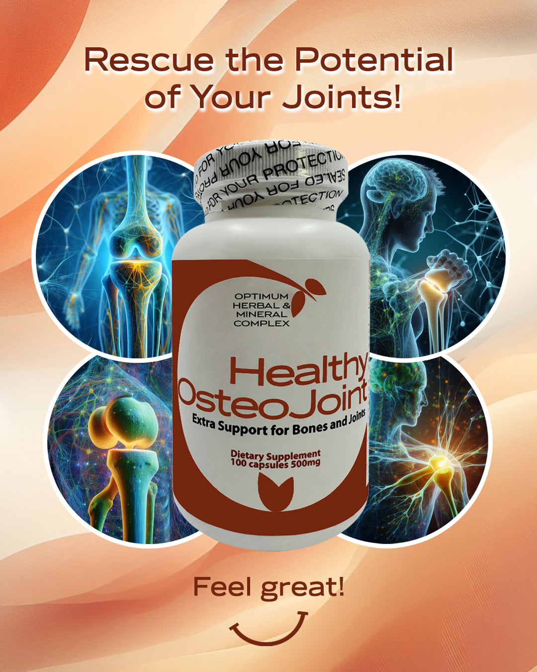 Healthy Osteo Joint 100 capsules 500mg | Total Joint and Bone Support