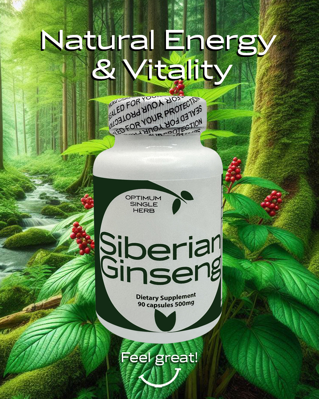 Siberian Ginseng - 90 Capsules, 500mg