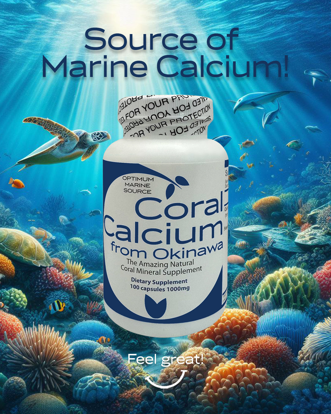 Coral Calcium - 100 Capsules, 1000 mg