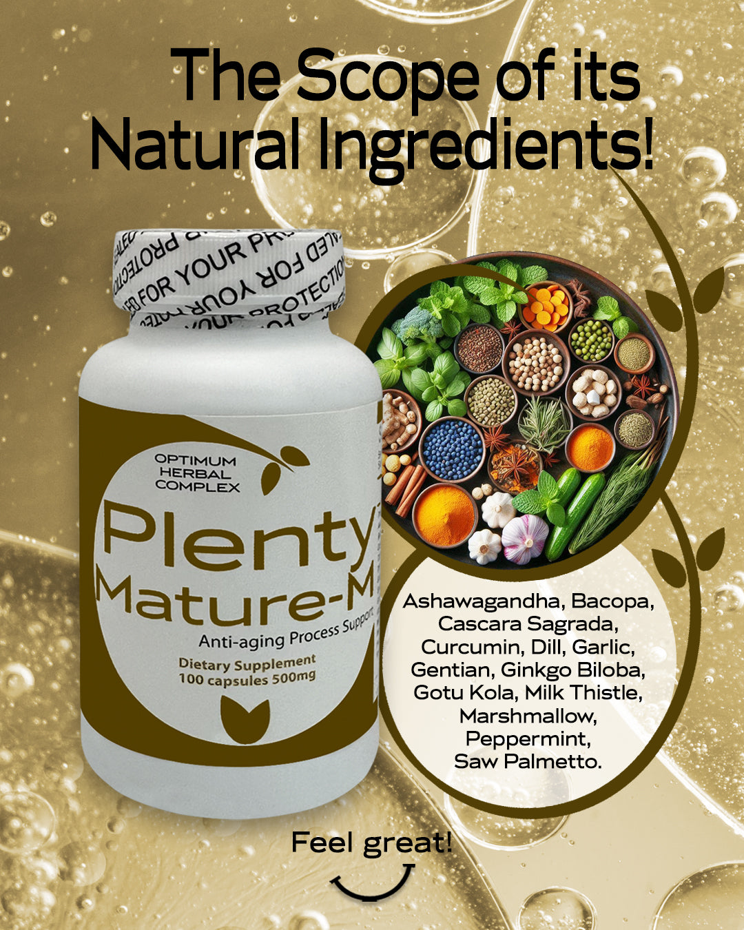 Plenty Mature-M 100 capsules 500mg | A Comprehensive Blend for Mature Men