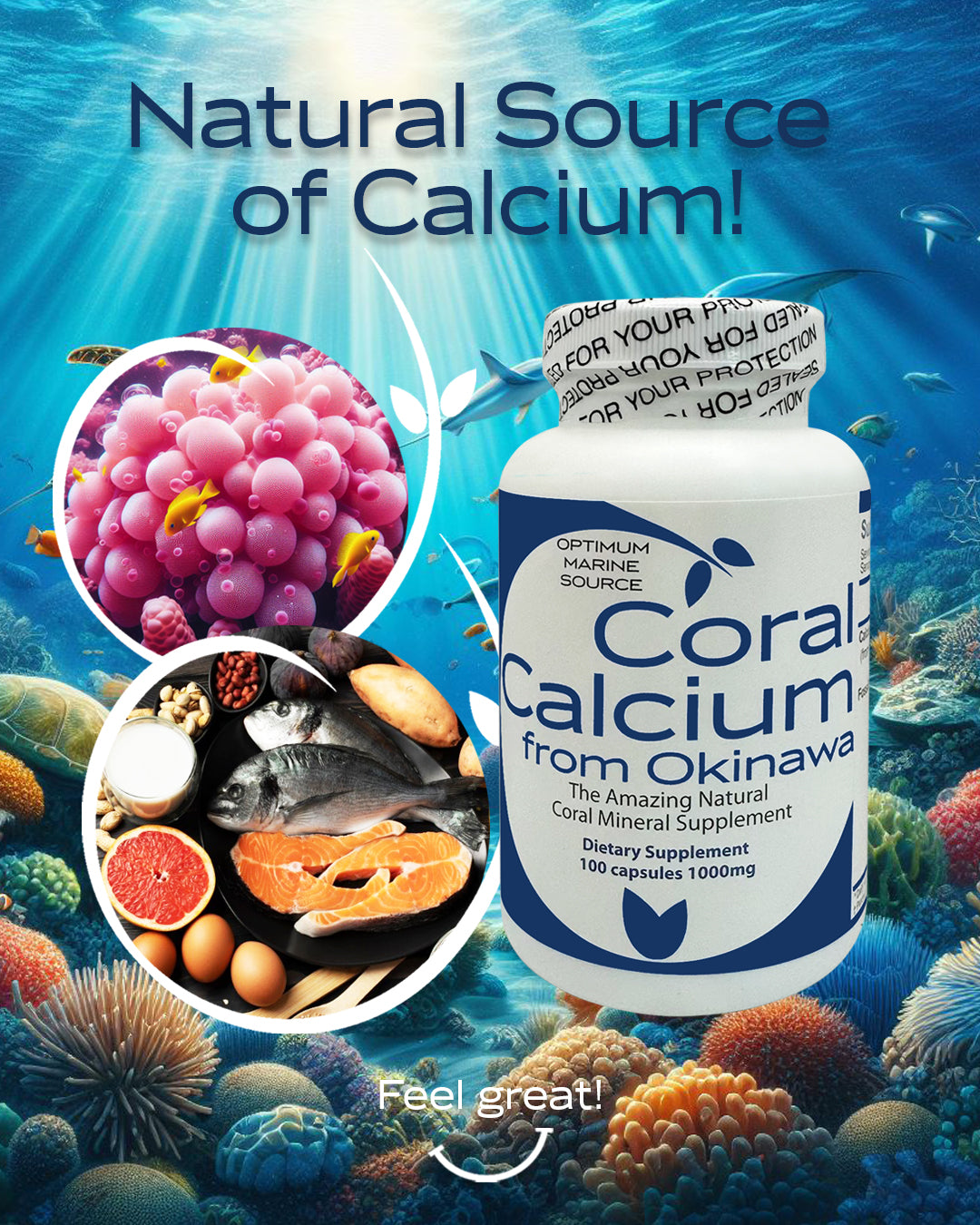 Coral Calcium - 100 Capsules, 1000 mg
