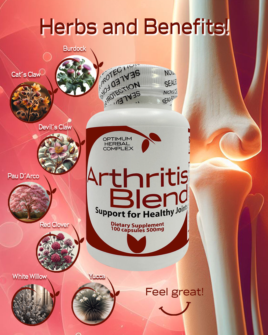Arthritis Blend | Natural Joint Pain Relief: Powerful Herbal Formula 100 capsules 500mg