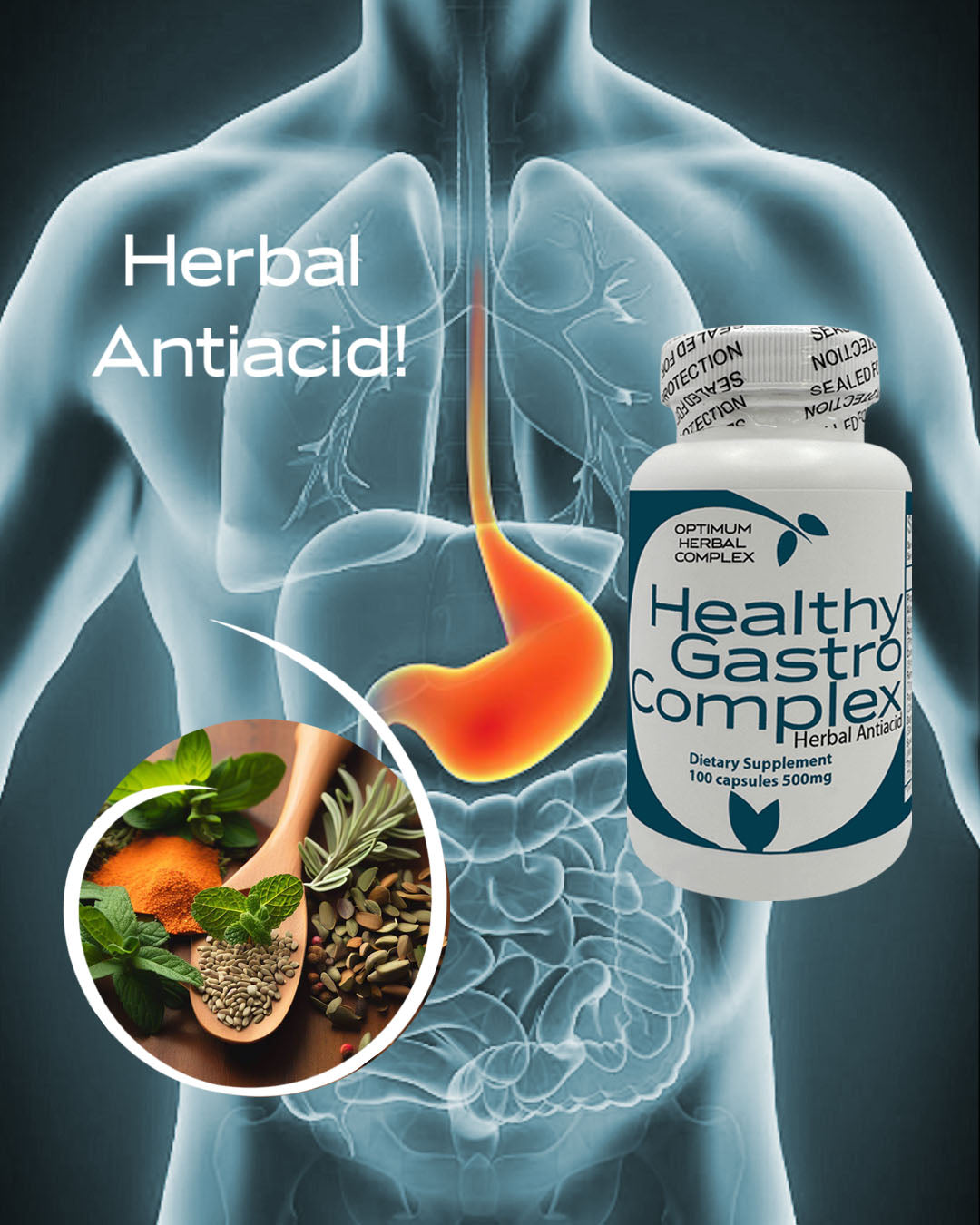 Healthy Gastro Complex 100 Capsules - Herbal Supplement for Digestive Comfort