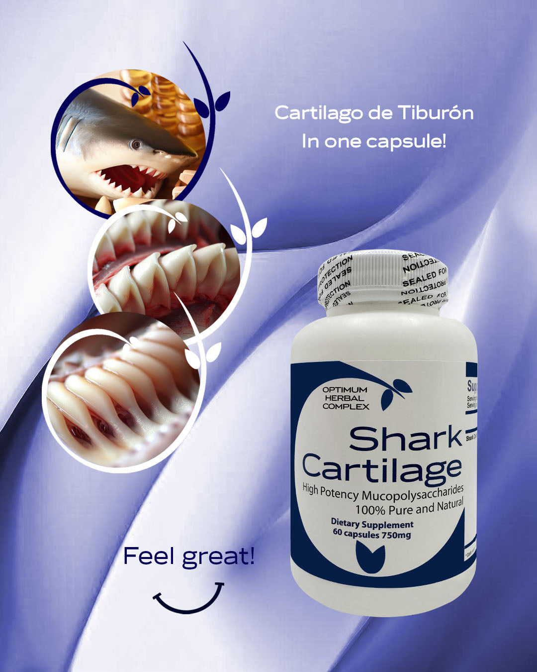 Shark Cartilage - 60 Capsules, 750 mg