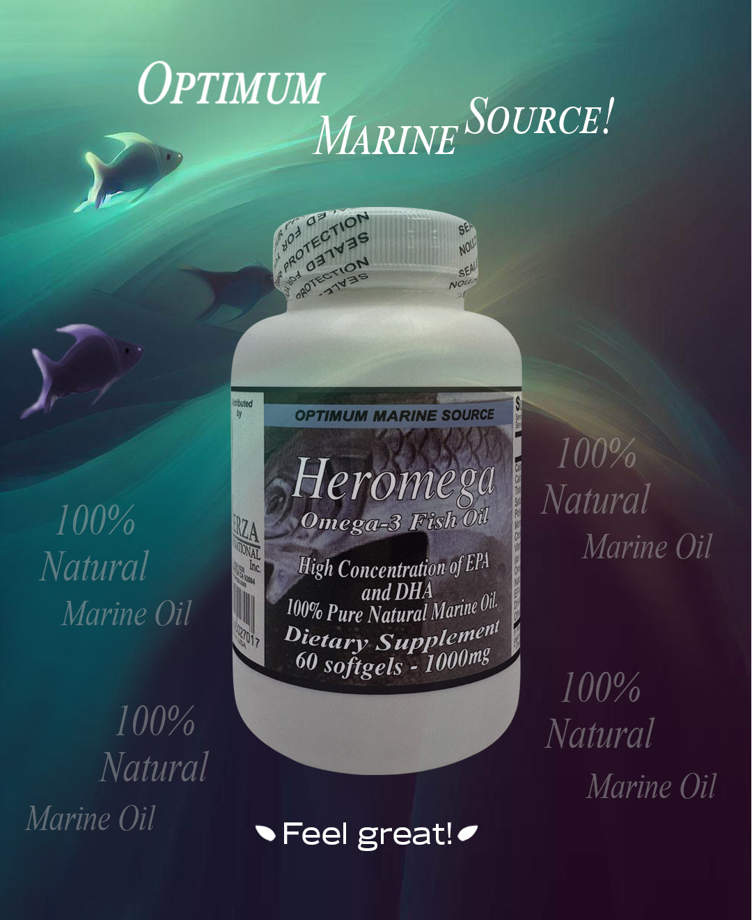 Heromega Omega-3 Softgels: 1000mg, 60 Capsules - Pure, High-Potency Fish Oil