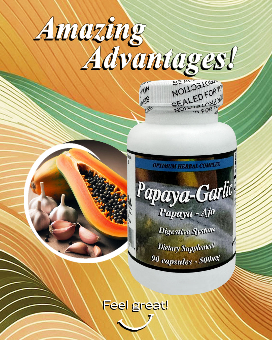Papaya-Garlic Weight Loss Capsules - 90 capsules 500mg