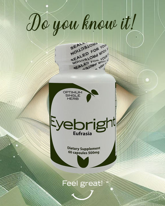 A bottle of Eyebright capsules for eye comfort and support.