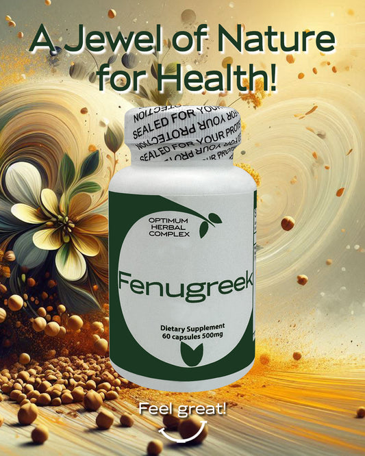 Fenugreek 60 capsules 500mg bottle – premium herbal supplement for digestive and hormonal support