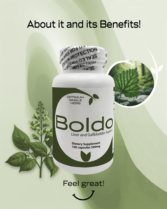 Boldo 100 capsules 500mg - Support Digestive and Liver Health